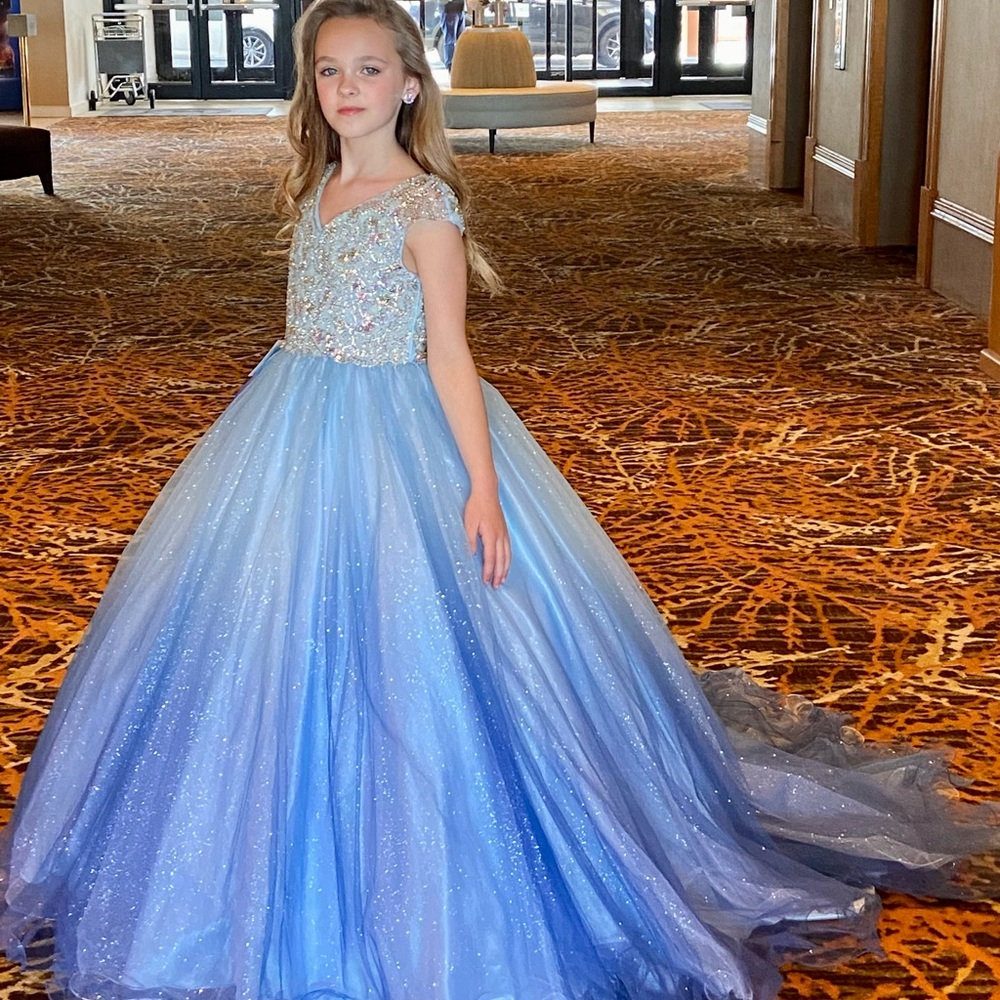 Elegant Blue Ombré Liz Chen pageant dress